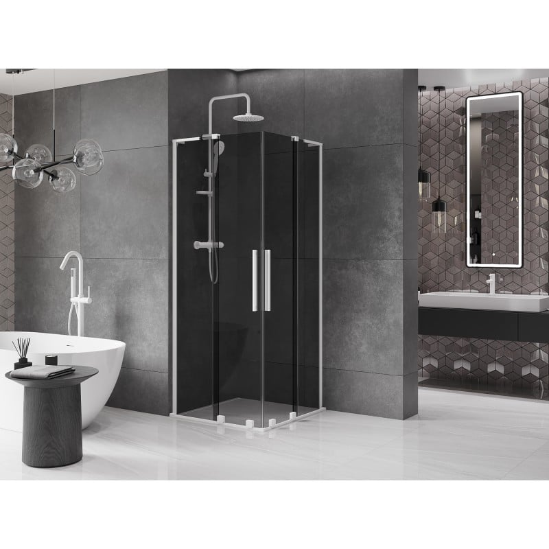 Mexen Velar L Duo kabina prysznicowa rozsuwana 90 x 90 cm, grafit, biała - 871-090-090-02-43-20