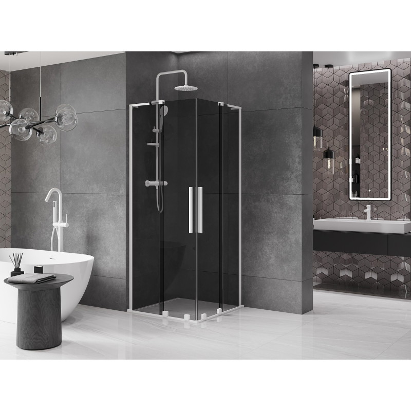Mexen Velar L Duo kabina prysznicowa rozsuwana 100 x 100 cm, grafit, biała - 871-100-100-02-43-20
