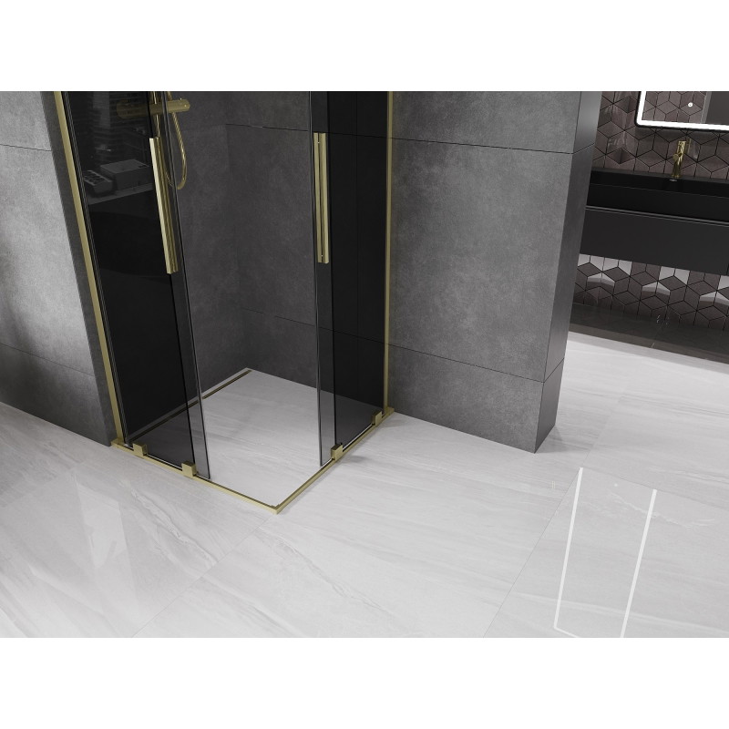 Mexen Velar L Duo kabina prysznicowa rozsuwana 80 x 80 cm, grafit, złota szczotkowana - 871-080-080-02-43-55