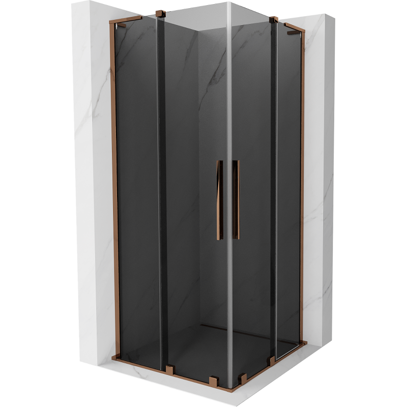 Mexen Velar L Duo kabina prysznicowa rozsuwana 90 x 90 cm, grafit, różowe złoto - 871-090-090-02-43-60