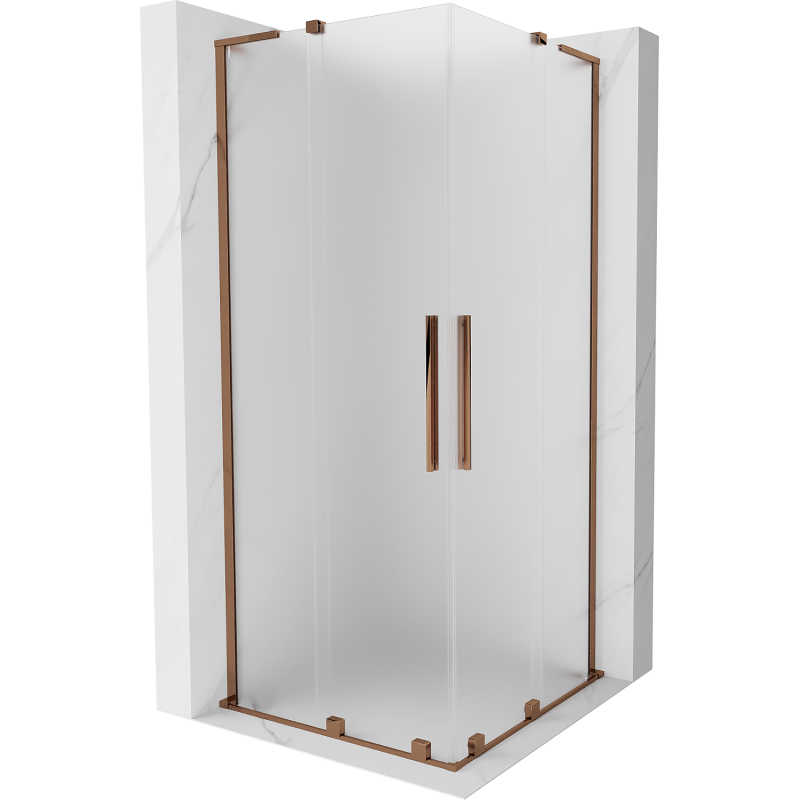 Mexen Velar L Duo kabina prysznicowa rozsuwana 80 x 80 cm, szron, różowe złoto - 871-080-080-02-33-60