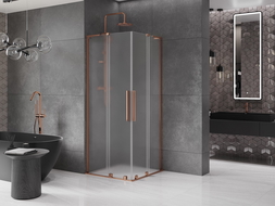 Mexen Velar L Duo kabina prysznicowa rozsuwana 80 x 80 cm, szron, różowe złoto - 871-080-080-02-33-60