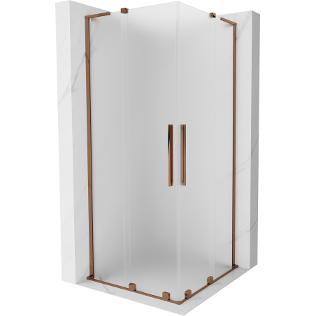 Mexen Velar L Duo kabina prysznicowa rozsuwana 90 x 90 cm, szron, różowe złoto - 871-090-090-02-33-60