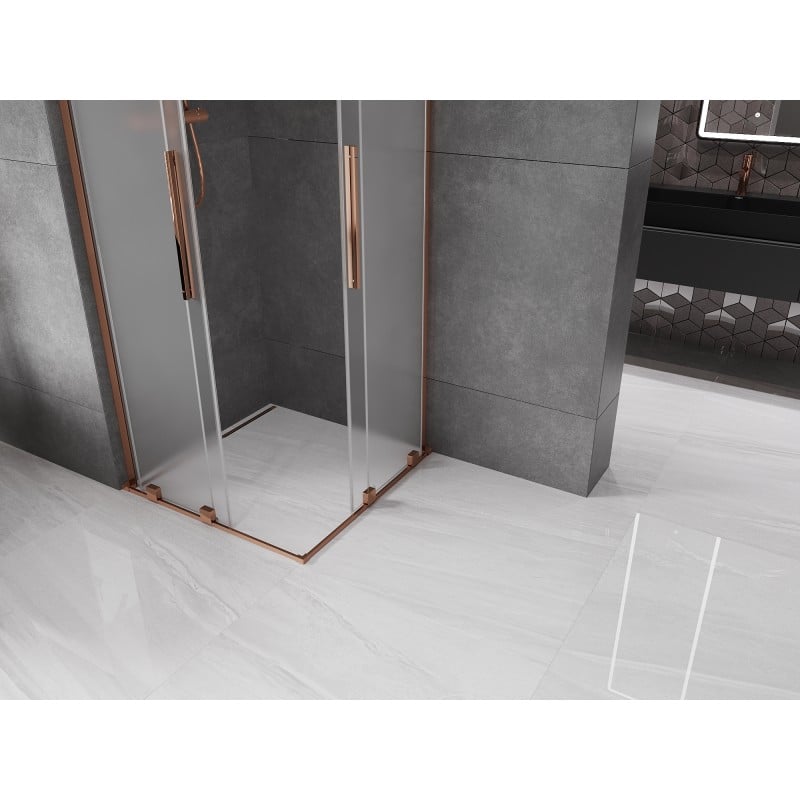 Mexen Velar L Duo kabina prysznicowa rozsuwana 90 x 90 cm, szron, różowe złoto - 871-090-090-02-33-60