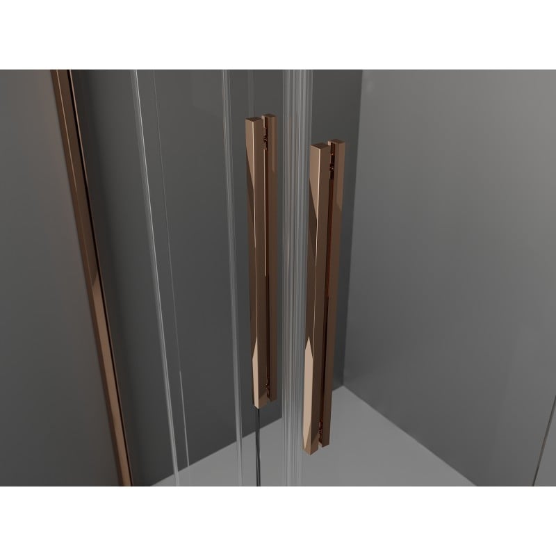 Mexen Velar L Duo kabina prysznicowa rozsuwana 100 x 100 cm, szron, różowe złoto - 871-100-100-02-33-60