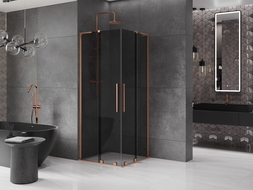 Mexen Velar L Duo kabina prysznicowa rozsuwana 80 x 80 cm, grafit, miedź szczotkowana - 871-080-080-02-43-65