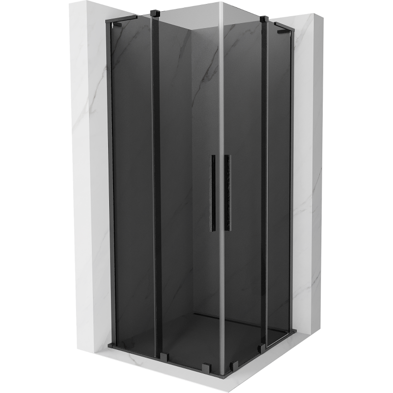 Mexen Velar L Duo kabina prysznicowa rozsuwana 80 x 80 cm, grafit, gun gray szczotkowany - 871-080-080-02-43-66