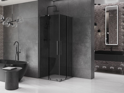 Mexen Velar L Duo kabina prysznicowa rozsuwana 100 x 100 cm, grafit, gun gray szczotkowany - 871-100-100-02-43-66