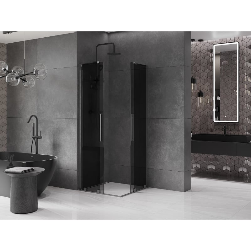 Mexen Velar L Duo kabina prysznicowa rozsuwana 100 x 100 cm, grafit, gun gray szczotkowany - 871-100-100-02-43-66