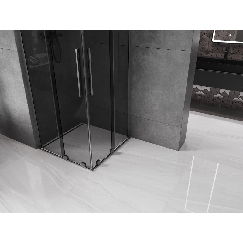 Mexen Velar L Duo kabina prysznicowa rozsuwana 90 x 90 cm, grafit, gun gray szczotkowany - 871-090-090-02-43-66