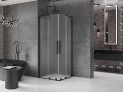 Mexen Velar L Duo kabina prysznicowa rozsuwana 90 x 90 cm, szron, czarna - 871-090-090-02-33-70