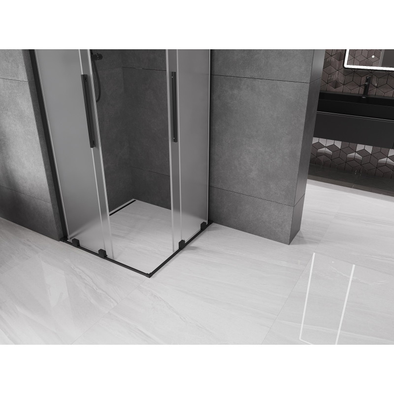 Mexen Velar L Duo kabina prysznicowa rozsuwana 90 x 90 cm, szron, czarna - 871-090-090-02-33-70