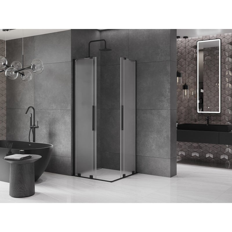 Mexen Velar L Duo kabina prysznicowa rozsuwana 100 x 100 cm, szron, czarna - 871-100-100-02-33-70