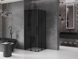 Mexen Velar L Duo kabina prysznicowa rozsuwana 90 x 90 cm, grafit, czarna - 871-090-090-02-43-70