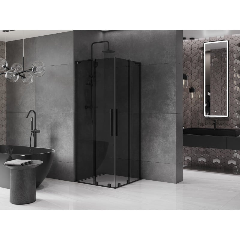 Mexen Velar L Duo kabina prysznicowa rozsuwana 100 x 100 cm, grafit, czarna - 871-100-100-02-43-70