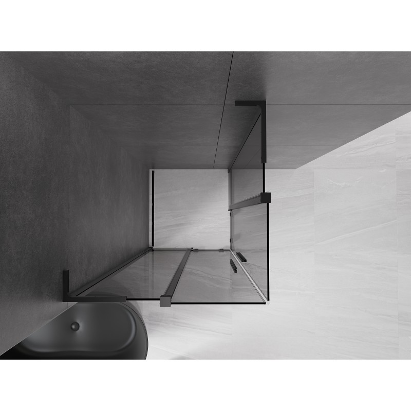 Mexen Velar L Duo kabina prysznicowa rozsuwana 100 x 100 cm, grafit, czarna - 871-100-100-02-43-70