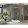 Mexen Omega kabina prysznicowa rozsuwana 120 x 70 cm, transparent, złota + brodzik Flat - 825-120-070-50-00-4010