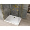 Mexen Omega kabina prysznicowa rozsuwana 130 x 100 cm, transparent, złota + brodzik Flat - 825-130-100-50-00-4010