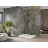 Mexen Omega kabina prysznicowa rozsuwana 130 x 100 cm, transparent, złota + brodzik Flat - 825-130-100-50-00-4010