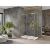 Mexen Omega kabina prysznicowa rozsuwana 140 x 70 cm, transparent, złota + brodzik Flat - 825-140-070-50-00-4010