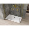 Mexen Omega kabina prysznicowa rozsuwana 140 x 70 cm, transparent, złota + brodzik Flat - 825-140-070-50-00-4010