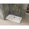 Mexen Omega kabina prysznicowa rozsuwana 140 x 70 cm, transparent, złota + brodzik Flat - 825-140-070-50-00-4010