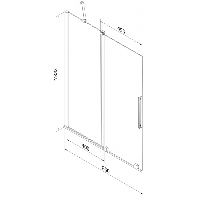 Mexen Velar parawan nawannowy 2-skrzydłowy rozsuwany 85 x 150 cm, transparent, gun metal - 896-085-000-01-95