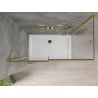 Mexen Omega kabina prysznicowa rozsuwana 140 x 80 cm, transparent, złota + brodzik Flat - 825-140-080-50-00-4010