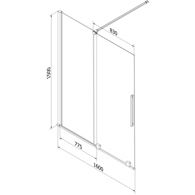 Mexen Velar parawan nawannowy 2-skrzydłowy rozsuwany 160 x 150 cm, transparent, gun metal - 896-160-000-01-95