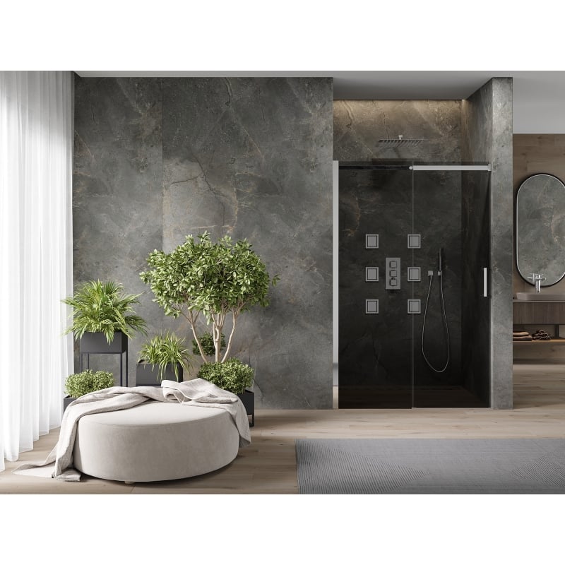 Mexen Omega drzwi prysznicowe rozsuwane 140 cm, grafit, chrom - 825-140-000-01-40