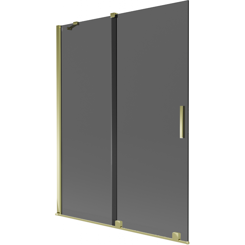 Mexen Velar parawan nawannowy 2-skrzydłowy rozsuwany 130 x 150 cm, grafit, złoty - 896-130-000-41-50