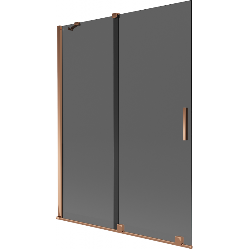 Mexen Velar parawan nawannowy 2-skrzydłowy rozsuwany 130 x 150 cm, grafit, różowe złoto - 896-130-000-41-60