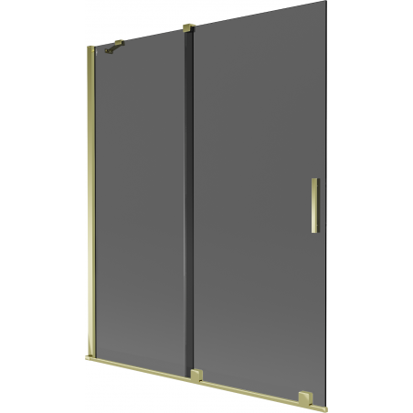 Mexen Velar parawan nawannowy 2-skrzydłowy rozsuwany 140 x 150 cm, grafit, złoty - 896-140-000-41-50