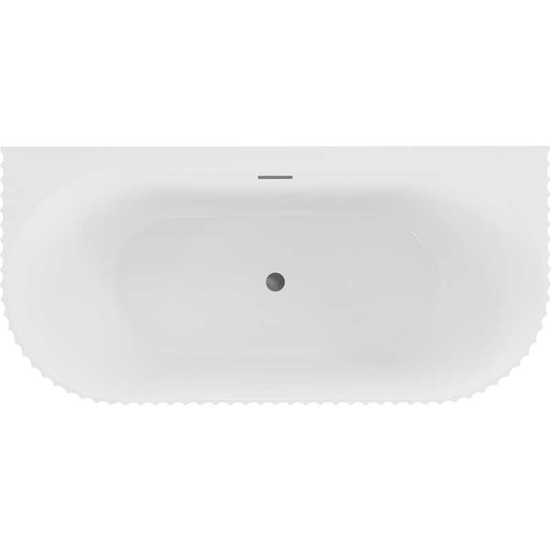 Mexen Sella wanna wolnostojąca przyścienna ryflowana 170 x 80 cm, biała połysk, przelew gun gray szczotkowany - 52711708000-66