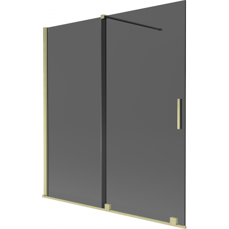 Mexen Velar parawan nawannowy 2-skrzydłowy rozsuwany 150 x 150 cm, grafit, złoty szczotkowany - 896-150-000-41-55
