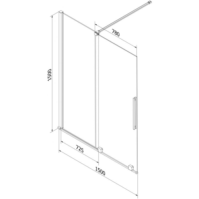 Mexen Velar parawan nawannowy 2-skrzydłowy rozsuwany 150 x 150 cm, grafit, czarny - 896-150-000-41-70