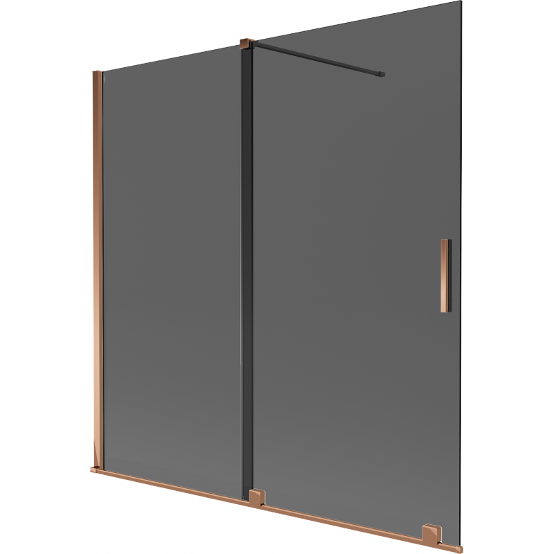 Mexen Velar parawan nawannowy 2-skrzydłowy rozsuwany 160 x 150 cm, grafit, różowe złoto - 896-160-000-41-60