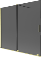 Mexen Velar parawan nawannowy 2-skrzydłowy rozsuwany 170 x 150 cm, grafit, złoty szczotkowany - 896-170-000-41-55