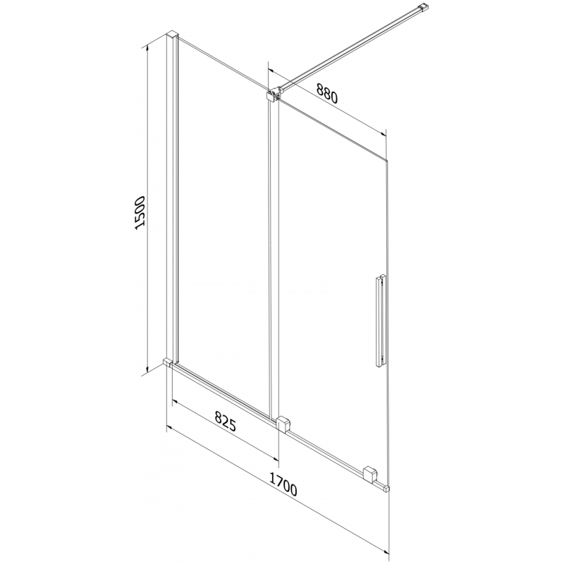 Mexen Velar parawan nawannowy 2-skrzydłowy rozsuwany 170 x 150 cm, grafit, złoty szczotkowany - 896-170-000-41-55