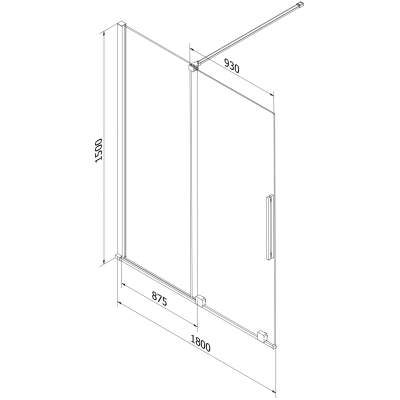 Mexen Velar parawan nawannowy 2-skrzydłowy rozsuwany 180 x 150 cm, grafit, czarny - 896-180-000-41-70