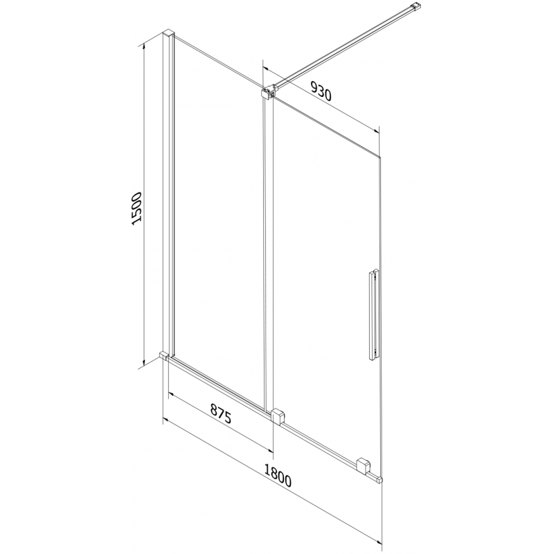 Mexen Velar parawan nawannowy 2-skrzydłowy rozsuwany 180 x 150 cm, grafit, gun metal - 896-180-000-41-95