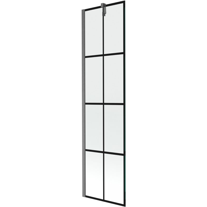 Mexen Next parawan nawannowy 1-skrzydłowy 50 x 150 cm, czarna kratka, gun gray szczotkowany - 895-050-000-00-77-66