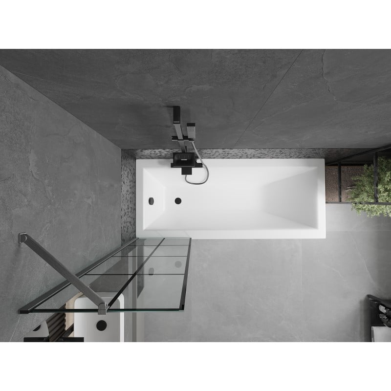 Mexen Next parawan nawannowy 1-skrzydłowy 50 x 150 cm, czarna kratka, gun gray szczotkowany - 895-050-000-00-77-66