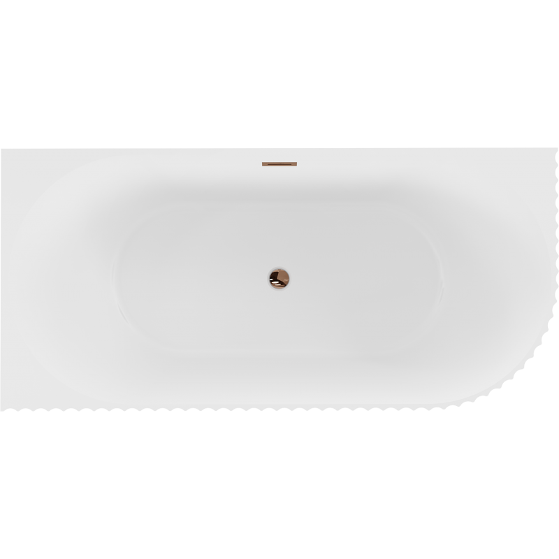 Mexen Gia wanna wolnostojąca narożna ryflowana lewa 150 x 75 cm, biała mat, przelew różowe złoto - 52701507501L-60