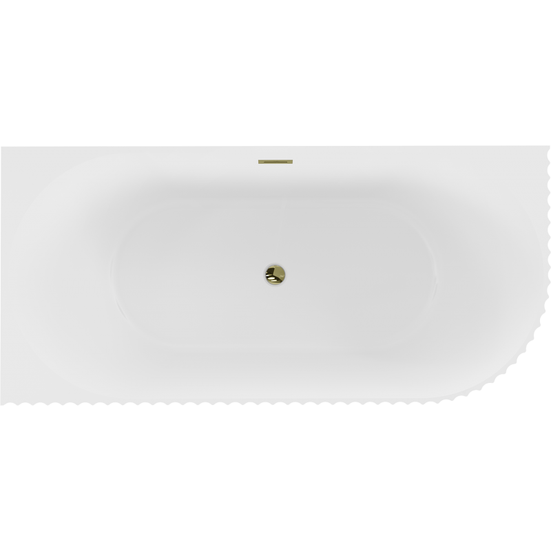 Mexen Gia wanna wolnostojąca narożna ryflowana lewa 170 x 80 cm, biała mat, przelew złoty - 52701708001L-50
