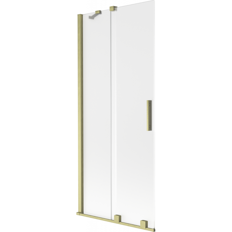 Mexen Velar parawan nawannowy 2-skrzydłowy rozsuwany 80 x 150 cm, szron, złoty szczotkowany - 896-080-000-31-55