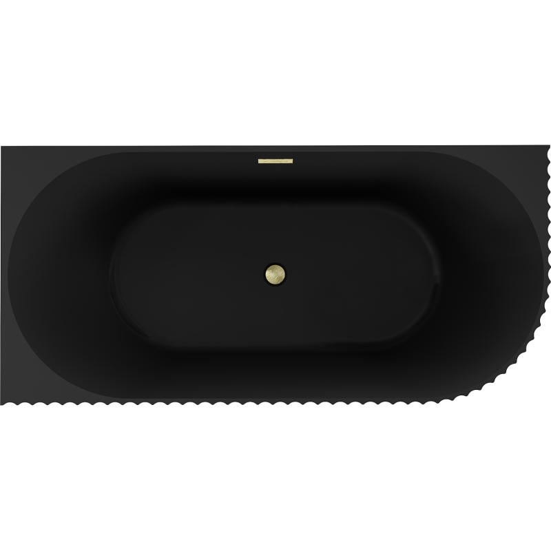 Mexen Gia wanna wolnostojąca narożna ryflowana lewa 170 x 80 cm, czarna mat, przelew złoty szczotkowany - 52701708071L-55