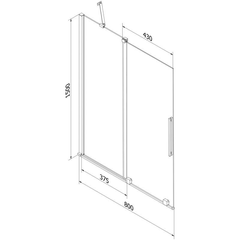Mexen Velar parawan nawannowy 2-skrzydłowy rozsuwany 80 x 150 cm, szron, czarny - 896-080-000-31-70