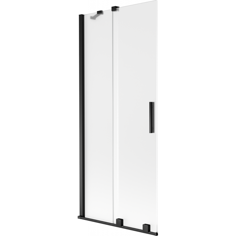 Mexen Velar parawan nawannowy 2-skrzydłowy rozsuwany 85 x 150 cm, szron, czarny - 896-085-000-31-70