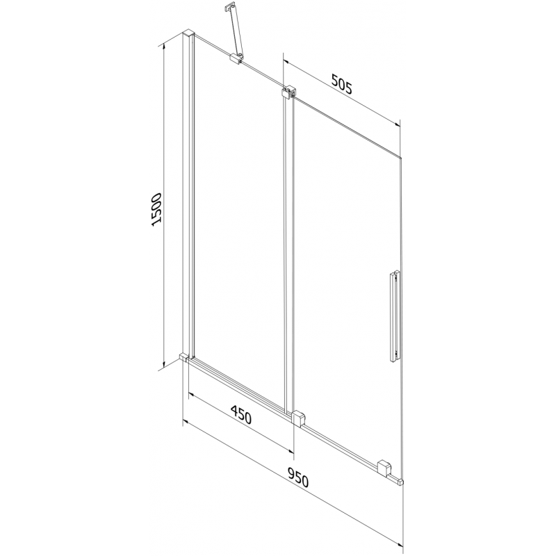 Mexen Velar parawan nawannowy 2-skrzydłowy rozsuwany 95 x 150 cm, szron, miedź szczotkowana - 896-095-000-31-65
